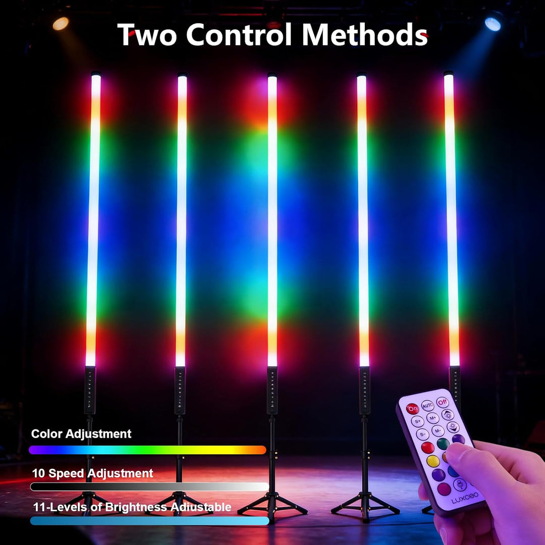 2 Stück 90cm LED Videolicht Mood1 Pro mit Stativ, LED Handheld Fotografie Lichtdimmbar und Musikmodu