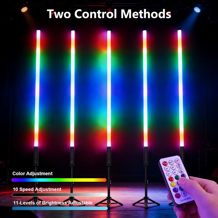 2 Stück 90cm LED Videolicht Mood1 Pro mit Stativ, LED Handheld Fotografie Lichtdimmbar und Musikmodu