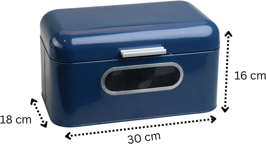 MOON HOME Brotkasten mit Sichtfenster - Breadvault Blue, aus Edelstahl, Metall-Brotkasten mit optimi