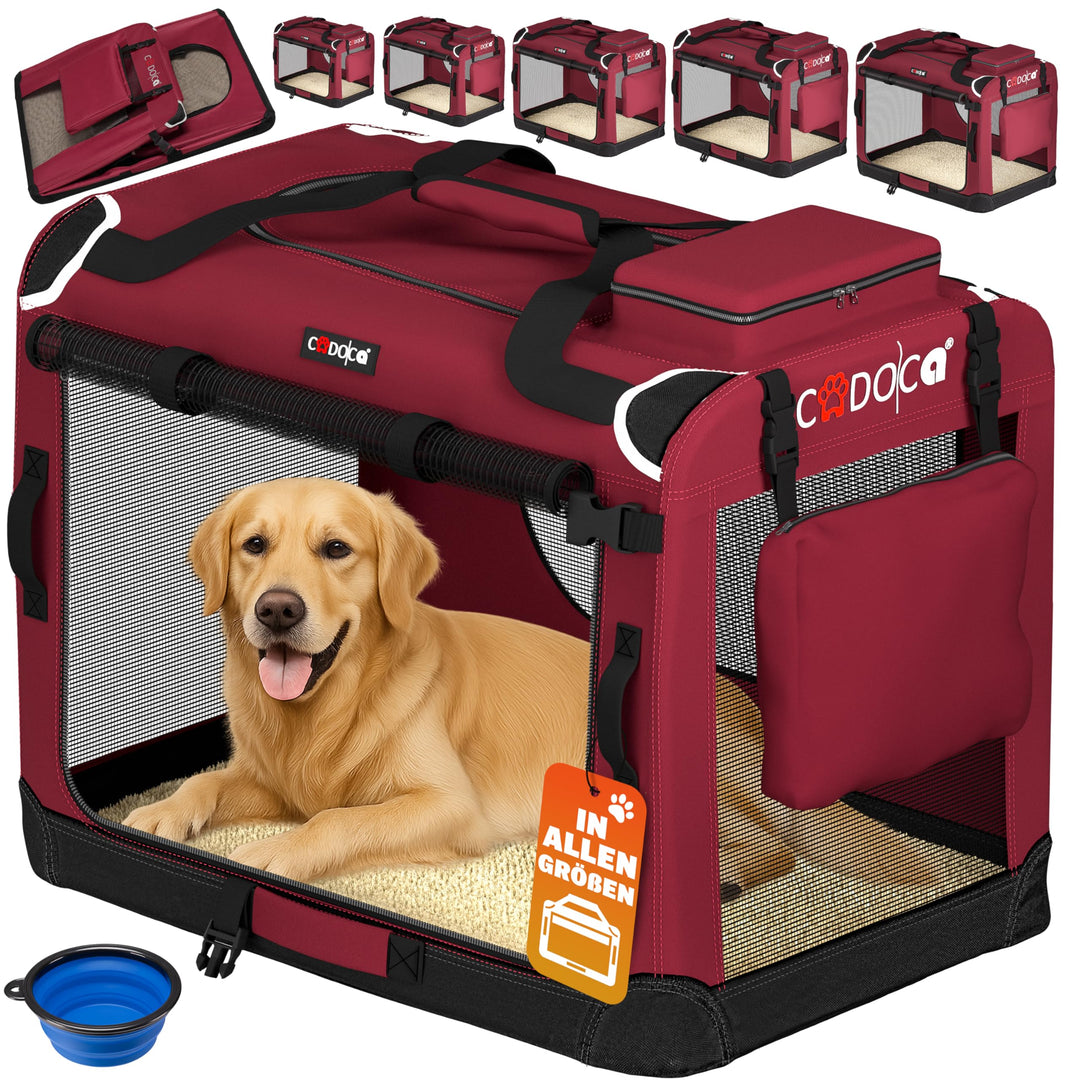CADOCA® Hundebox faltbar Transportbox XXXL 101x70x70cm robust atmungsaktiv Transporttasche Auto Rück
