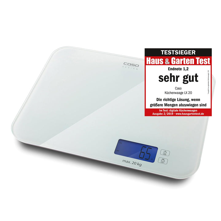 CASO LX 20 - Design Küchenwaage, Testsieger Haus & Garten Wiegeskala bis maximal 20 kg, wertige Glas