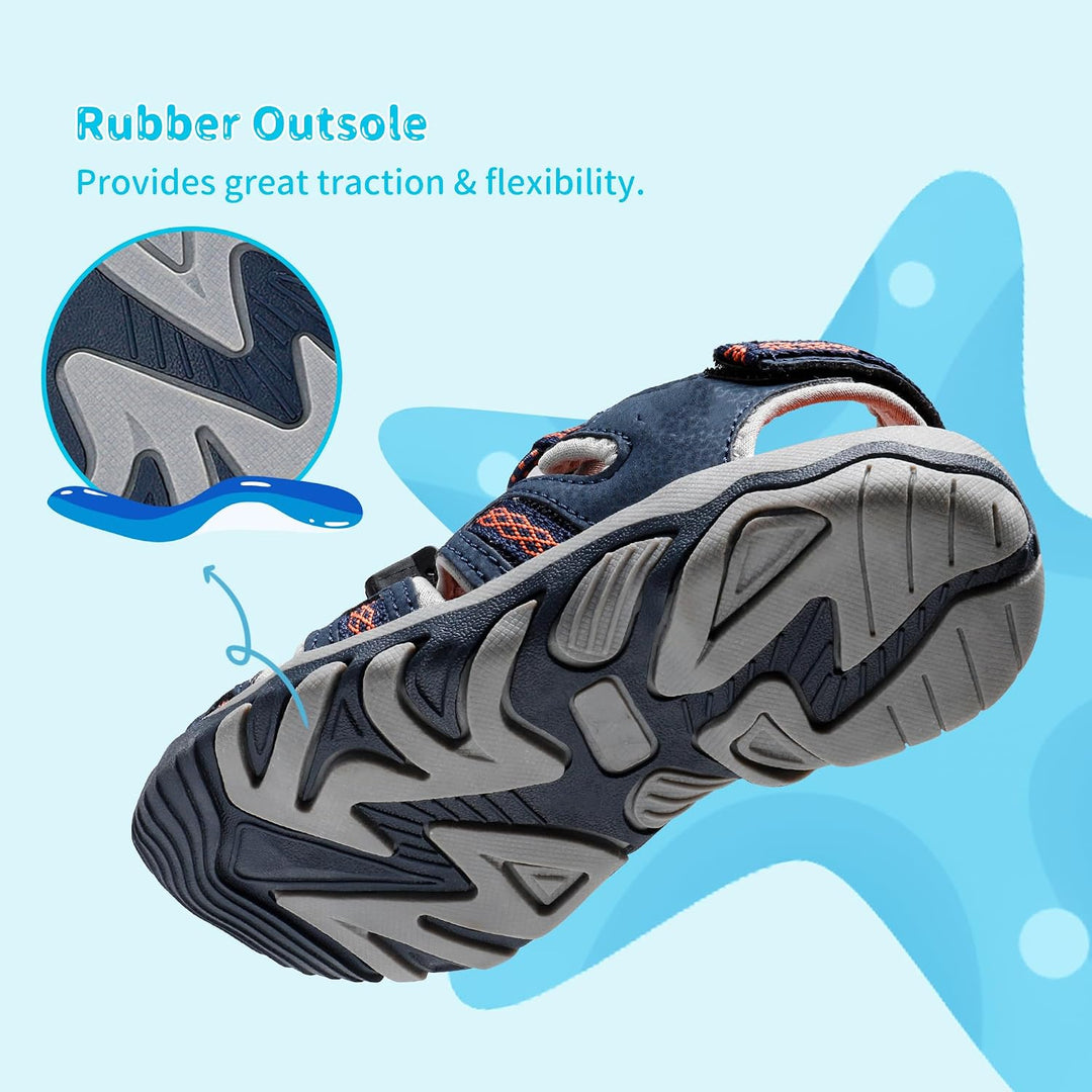 DREAM PAIRS Sandalen für Jungen, Mädchen, Bambus/Kleinkind/grosse Kinder, Sommer, geschlossen, Toe,