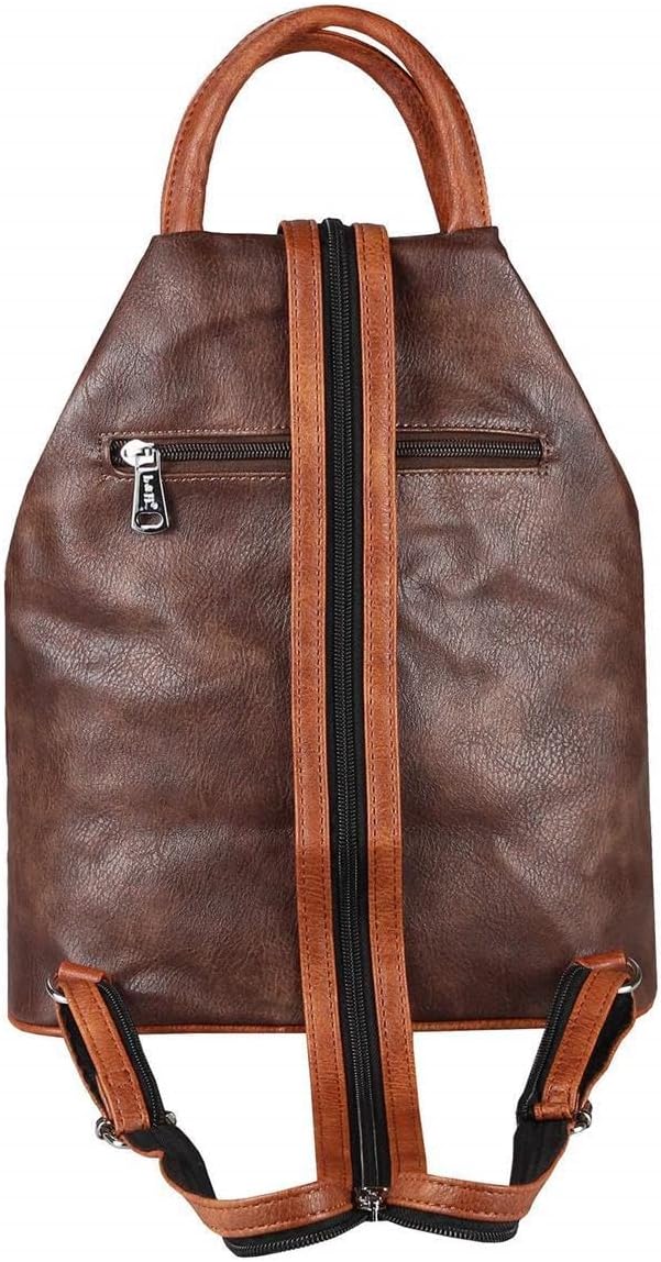 ITALYSHOP24.COM OBC Damen Rucksack Tasche Schultertasche Leder Optik Daypack Backpack Handtasche Tag