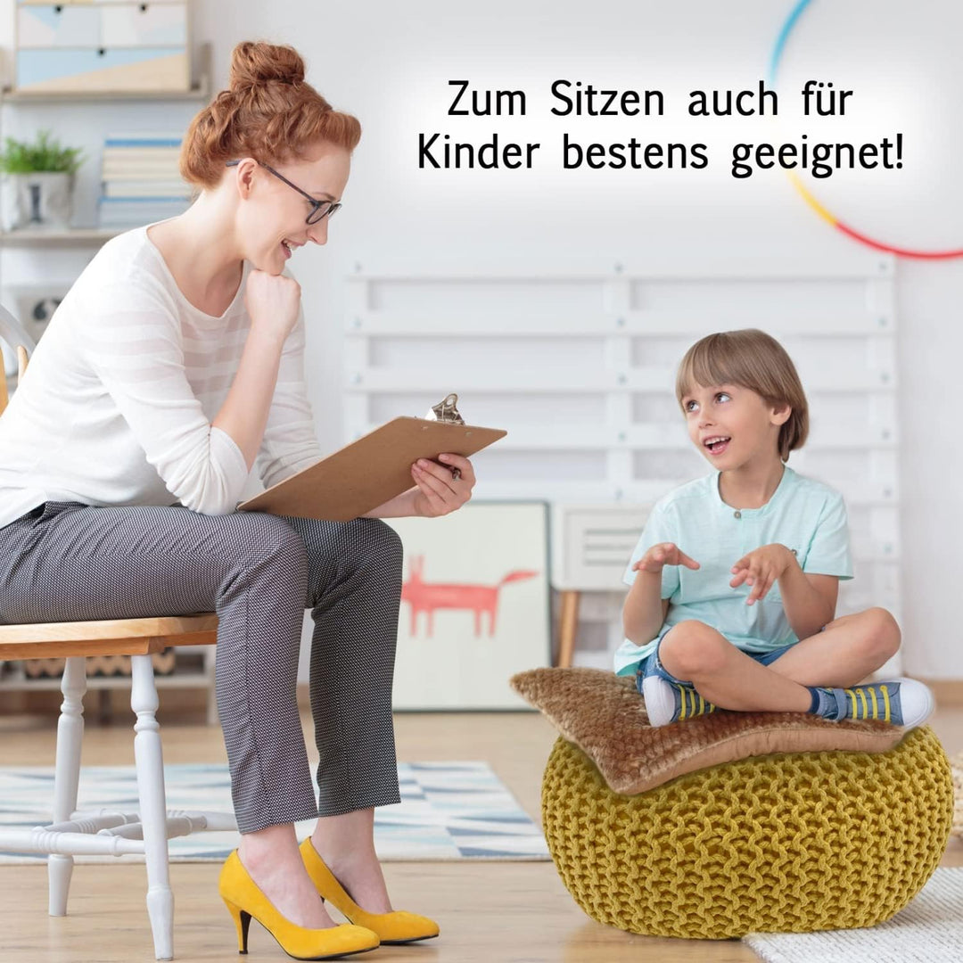 casamia Pouf Bodenkissen ø45 o. 55cm Sitzpouf Hocker nachhaltig f. innen u. aussen Farbe gelb - Free
