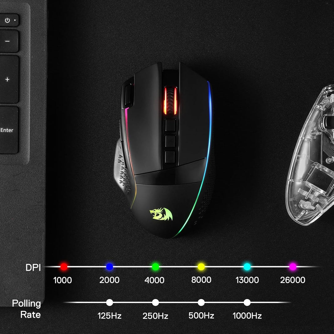 Redragon M991 kabellose Gaming-Maus, 19000 DPI kabelgebundene/drahtlose Maus mit Schnellfeuertaste,