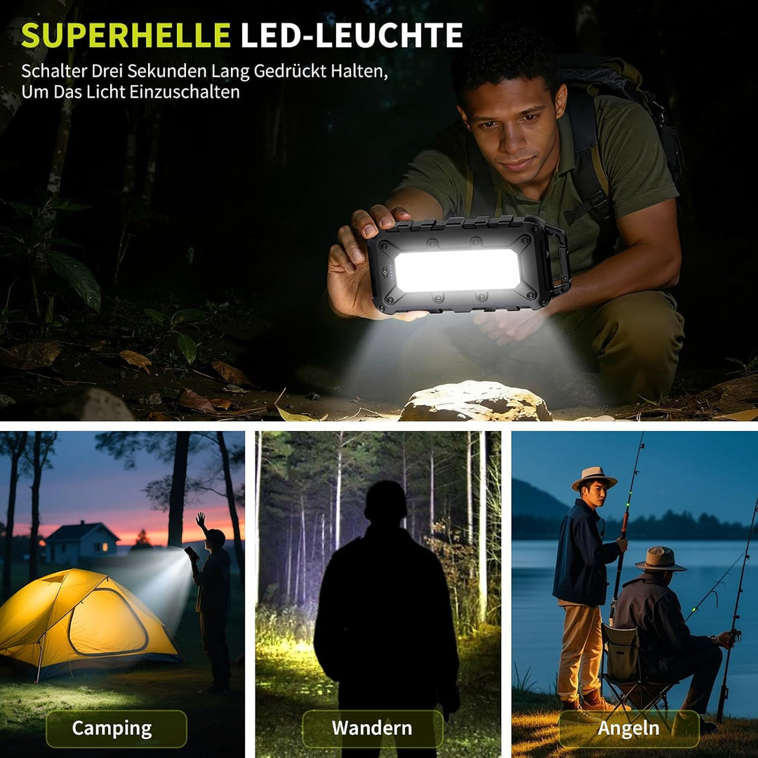 Solar Powerbank 10000mAh PD 22.5W Tragbares Solar Ladegerät USB C Outdoor Wasserdicht Externer Akku