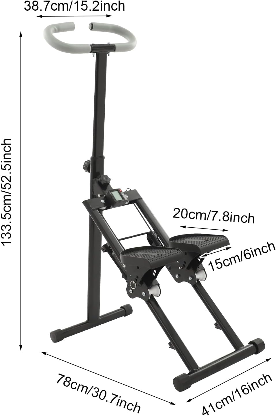 Treppensteiger, Zusammenklappbar Stair Stepper Cardio-Übung mit 3 Gänge Einstellbarer Pedal, Verstel