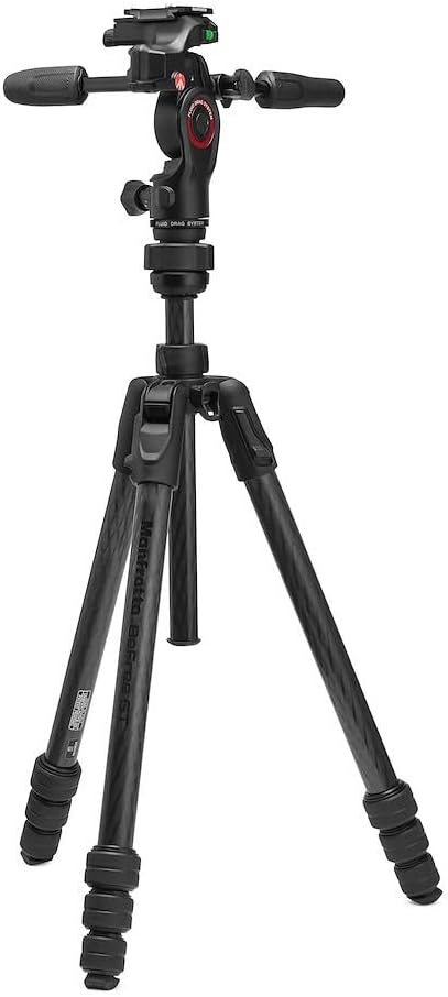 Manfrotto Befree GT PRO 3-Way, Professional Travel Tripod Kit, 3-Way Fluid Head, Levelling Column, P