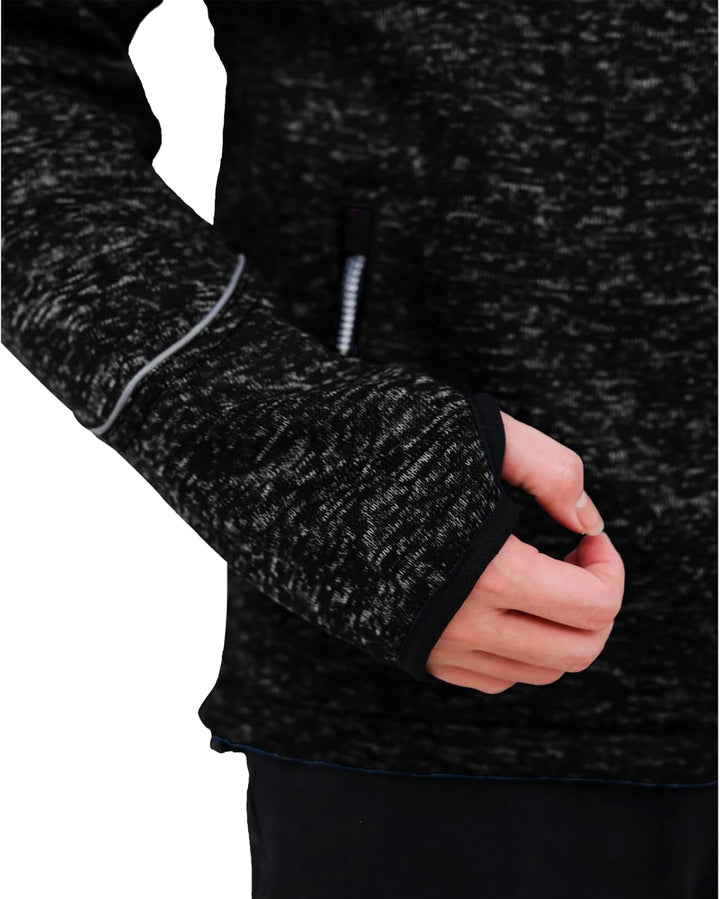 WORK IDEA Strick Fleecejacke Herren, Jacke Fleece Strickjacke, atmungsaktive Outdoor Fleecejacken fü