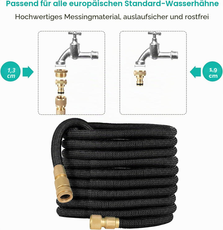 Flexibler Gartenschlauch mit 8 Funktion Garten Handbrause Flexibel 3/4 Zoll &amp; 1/2 Schlauchhaken Aufb