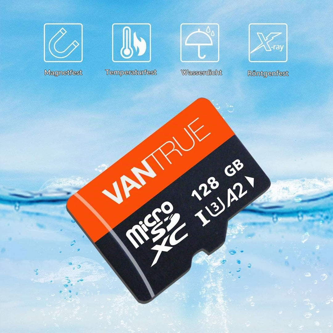 VANTRUE 128GB microSD Speicherkarte, UHS-I U3 A2 4K, inkl. Adapter, Kompatibel mit Dashcam, Smartpho