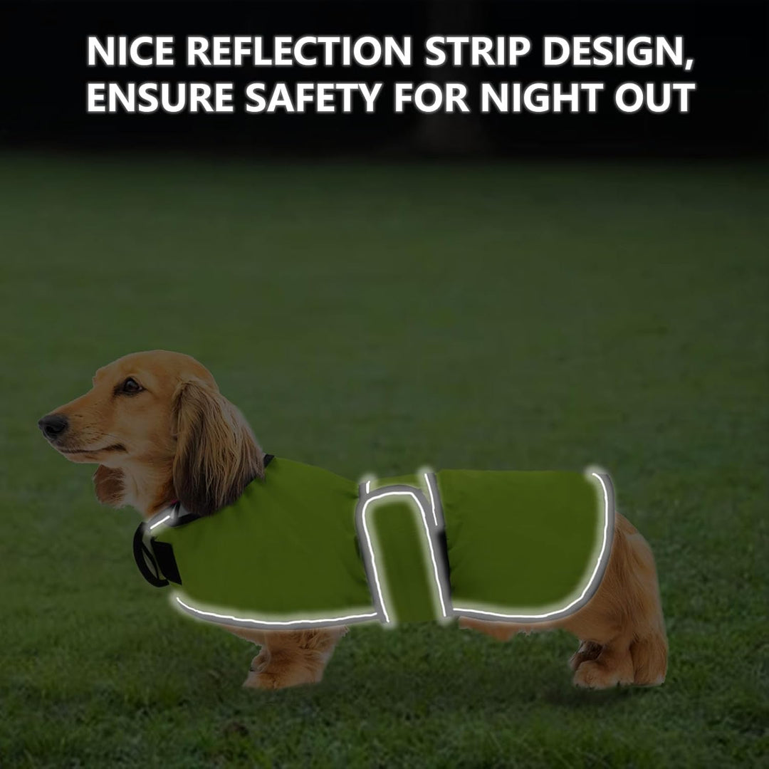 Geyecete Hunde Regenmantel,Einstellbar Wasserdicht Hundejacke für Dackel,Regenmantel mit reflektiere