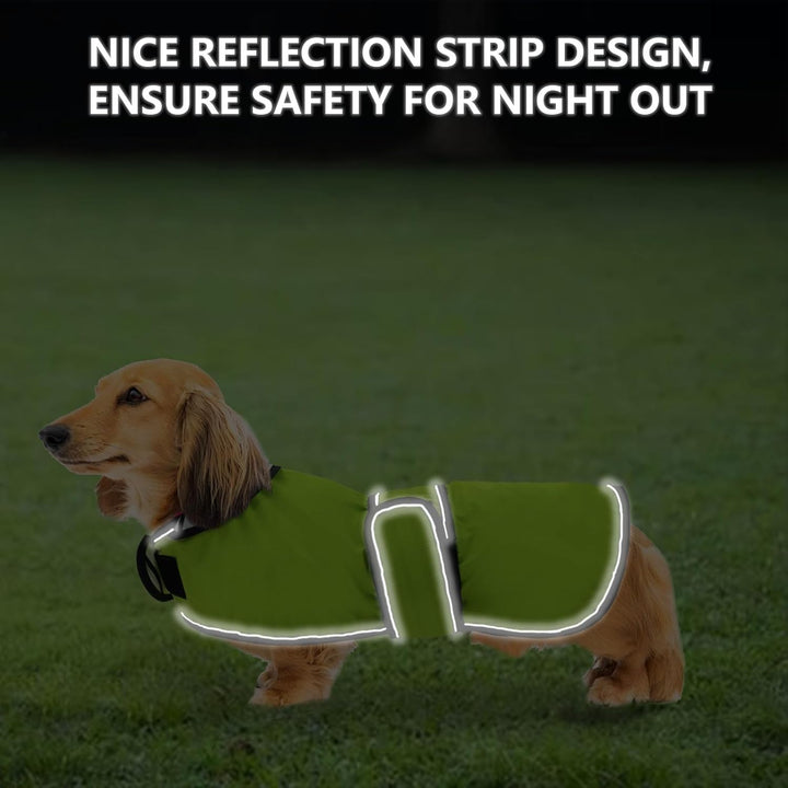 Geyecete Hunde Regenmantel,Einstellbar Wasserdicht Hundejacke für Dackel,Regenmantel mit reflektiere