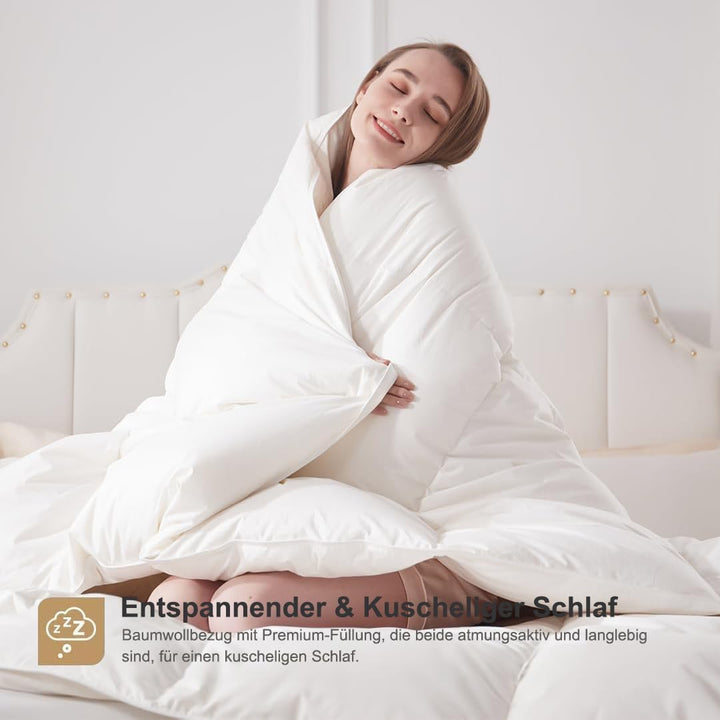 DWR Daunendecke 135 x 200 cm Winter Warme Bettdecke 135 x 200 cm, 100% Bio-Baumwolle, Winterdecke au