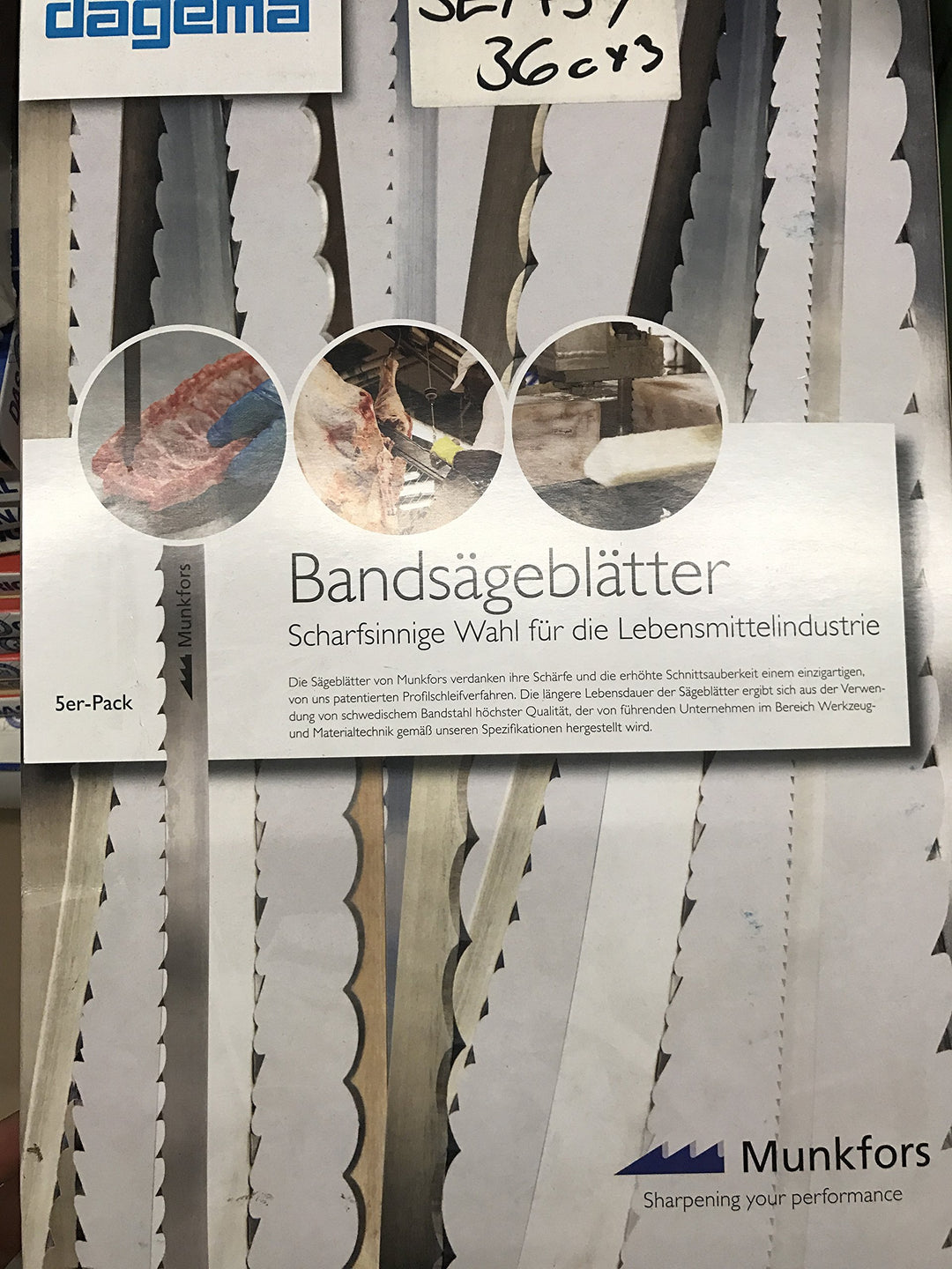 Bandsägeblatt Supra 5er Pack Fleischsägeblatt Knochensägeblatt Metzgerbedarf, Wunsch:1600x15x0.45mm