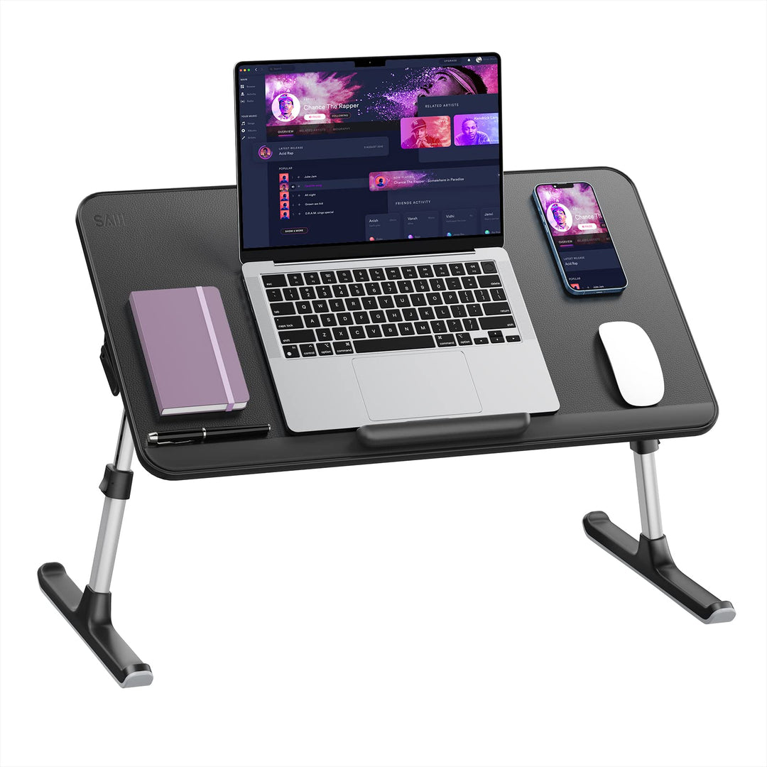 laptoptisch, SAIJI Betttisch, Dicker stabil Füsse, Höhenverstellbar und Winkelverstellbar, genügend