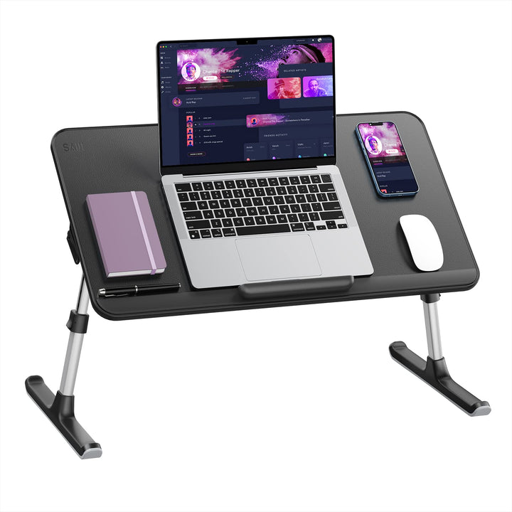 laptoptisch, SAIJI Betttisch, Dicker stabil Füsse, Höhenverstellbar und Winkelverstellbar, genügend