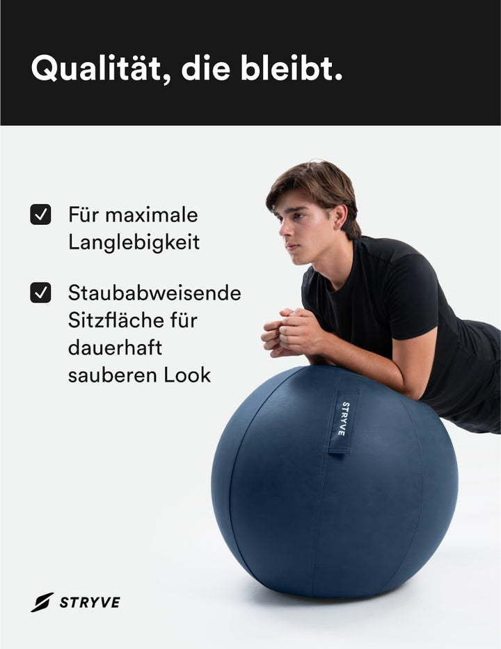 STRYVE Sitzball Büro 65,70cm - Ergonomischer Gymnastikball mit waschbarem Bezug und Wegrollschutz, i