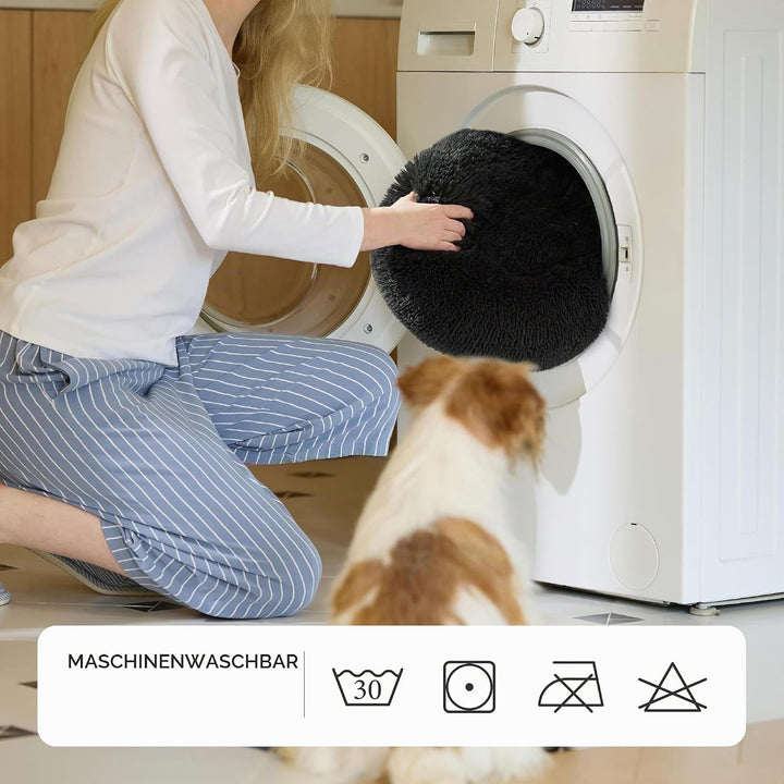 BEDSURE Hundebett waschbar Flauschiges Katzenbett - Ø 60 cm Katzenschlafplatz für Katzen und kleine