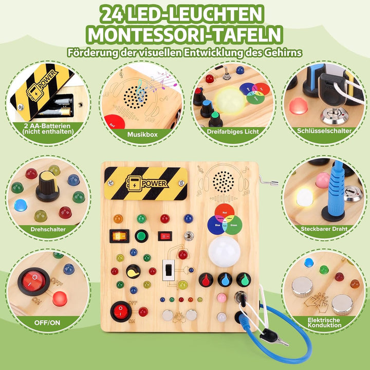 Konijiwa Montessori Spielzeug ab 1 Jahr Busy Board Activity Board Spielzeug ab 2 Jahre Holzspielzeug