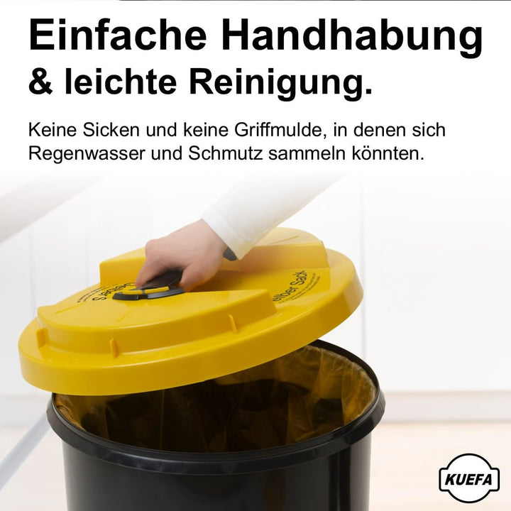 KUEFA BSC LA 60L Mülleimer, Müllsackständer, Gelber Sack Ständer, inkl. Klemm-Ring und Laserbeschrif