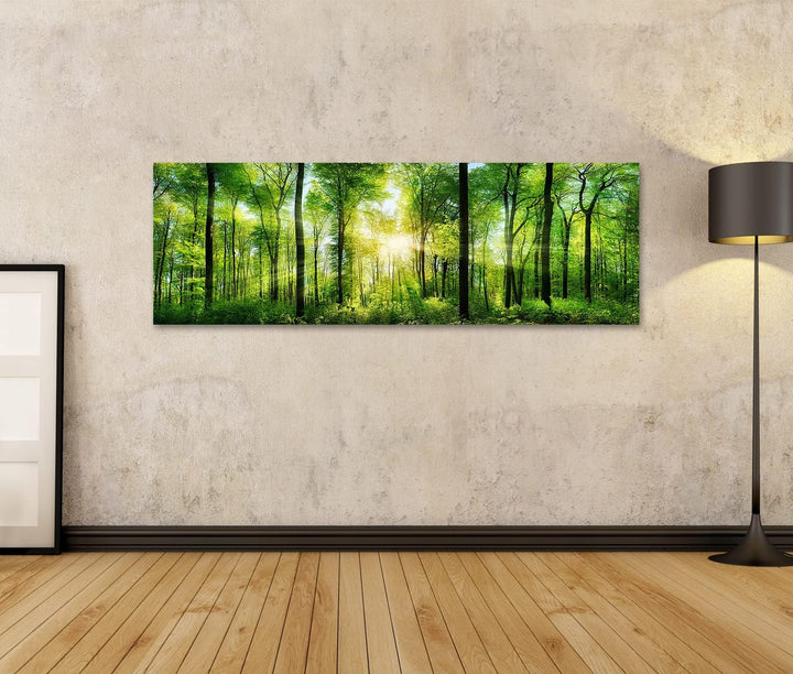 islandburner Bild auf Leinwand Malerischer Wald Grüne Laubbäume Bilder Wandbilder Poster Leinwand 12