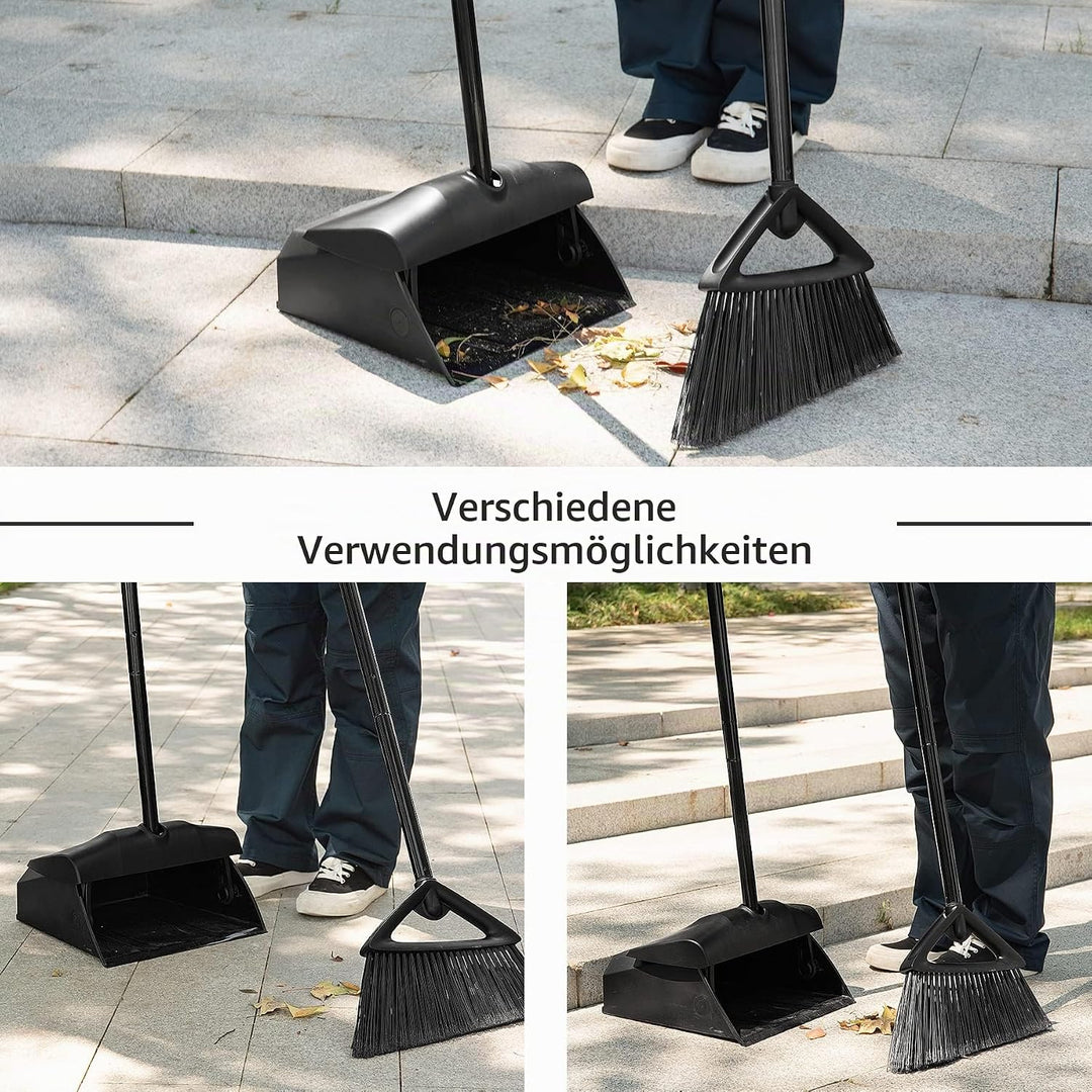 Eyliden Kommerzielles Besen und Kehrschaufelset Set mit Langem Griff, Aufrechter Kehrmaschine und Ke