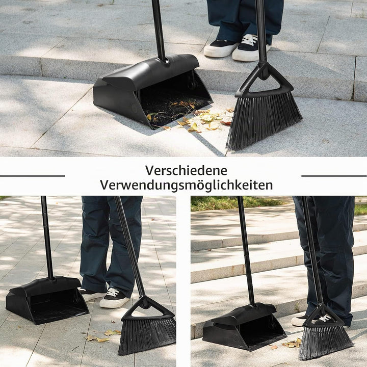 Eyliden Kommerzielles Besen und Kehrschaufelset Set mit Langem Griff, Aufrechter Kehrmaschine und Ke