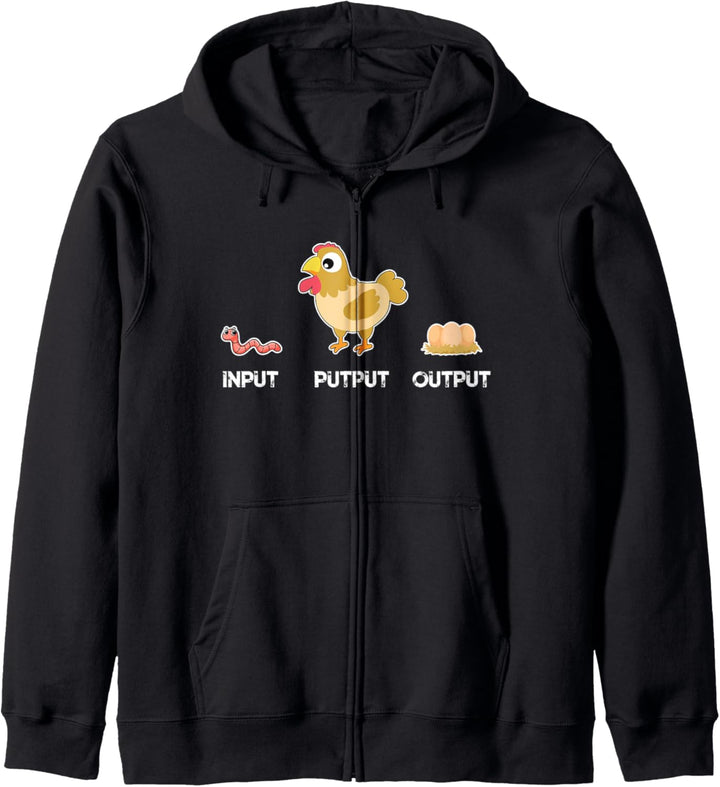 Input Putput Output Hühner Kapuzenjacke