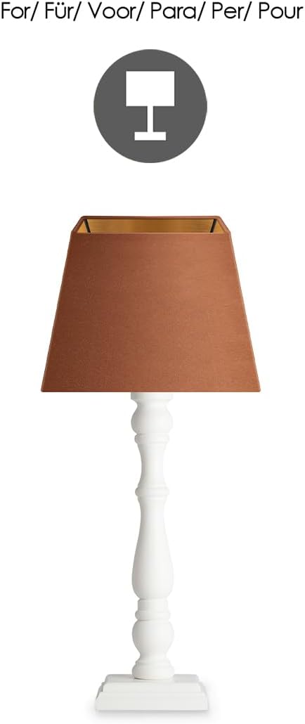 Home Sweet Home Samtlampenschirm VELVET, braun + gold | 20 x 20 x 14 cm | Kann mit Tischlampen verwe
