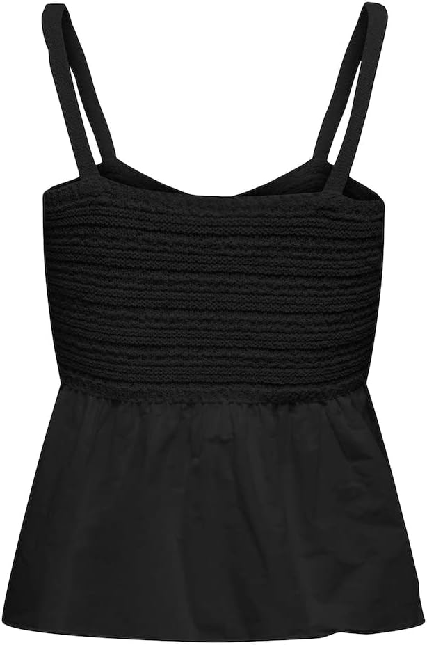 ONLY ONLMONNA LIFE SL WOVEN MIX TOP KNT M Schwarz, M Schwarz