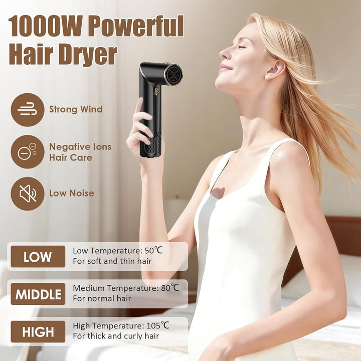 Air Styler Set, Warmluftbürste, Föhnbürste 1000W, Rundbürstenföhn mit 3 Temperatur, Haartrockner Neg