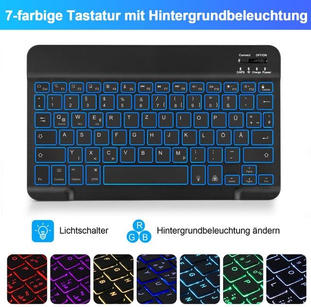 SOPPY Hülle mit Tastatur für iPad A16 11 Gen. 2025(A3354/A3355/A3356), 10,9 Zoll iPad 10 Gen. 2022(A