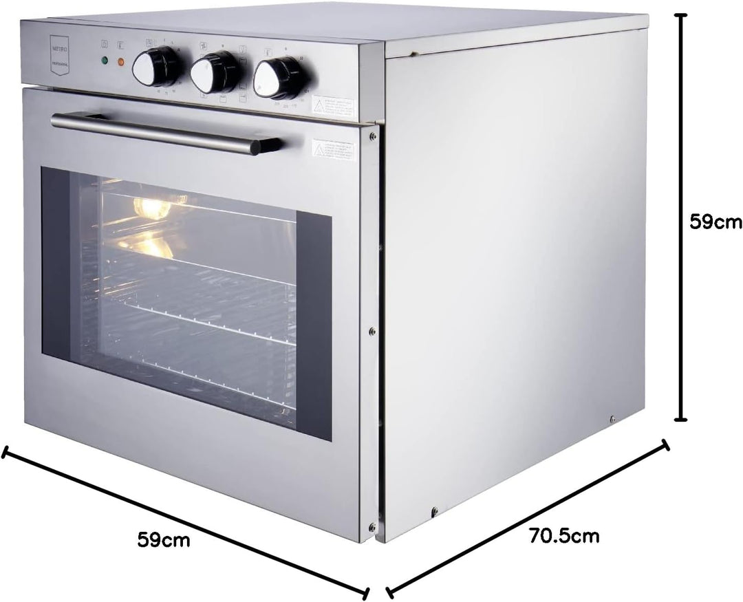 METRO Professional Umluft-Backofen GCO2001, Edelstahl, 59 x 70,5 x 59 cm, 2800 W, 4 Gararten, 2 x Ba