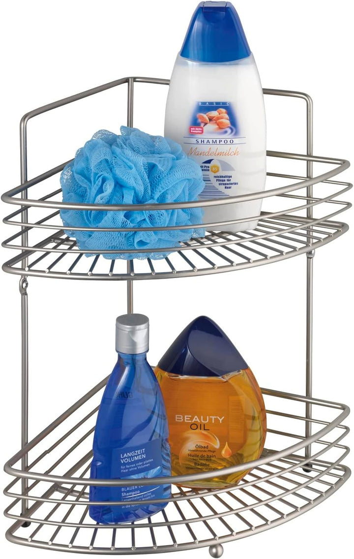 WENKO Eckwandregal Milano mit 2 Etagen - 2 Etagen, Stahl, 31.5 x 37 x 22 cm, Matt Matt 2 Etagen, Mat