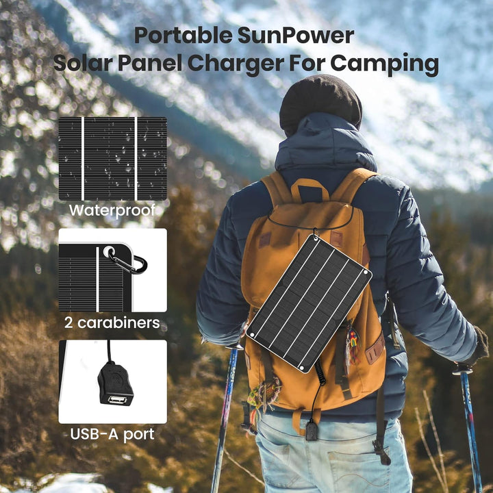FlexSolar Solar Ladegerät USB 6W 5V Hochleistungs-monokristallines Modul, wasserdichtes Solarladeger