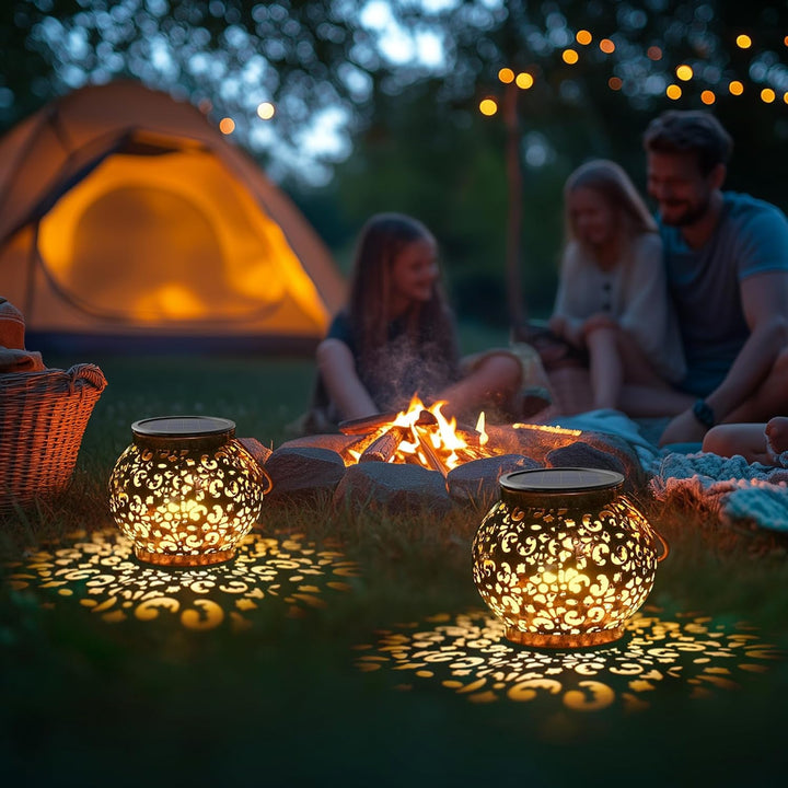 JOYCREATOR Solarlaterne für Aussen Wasserdicht IP65, 2 Stück LED Vintage Solar Laternen für Draussen