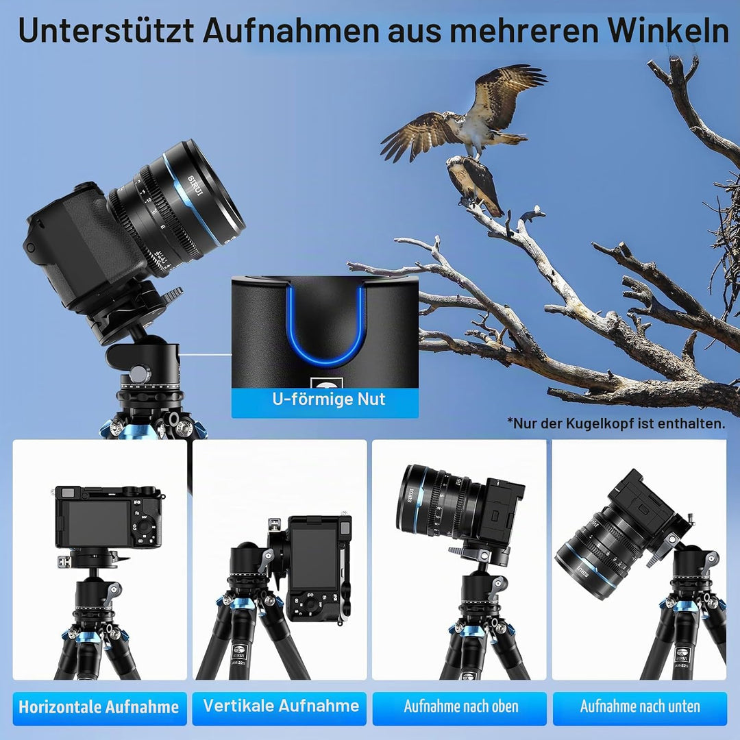 SIRUI Kugelkopf Niedriges Profil-Stativkopf GH30 mit Arca-Schnellwechselplatte, 360°Panorama Metall