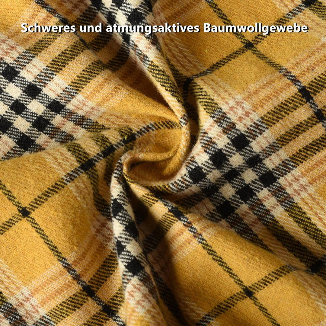 fuinloth Hemd Damen Kariert Trachtenbluse Plaid Langarmshirt Flanell Bluse Elegant Oberteile aus Bau