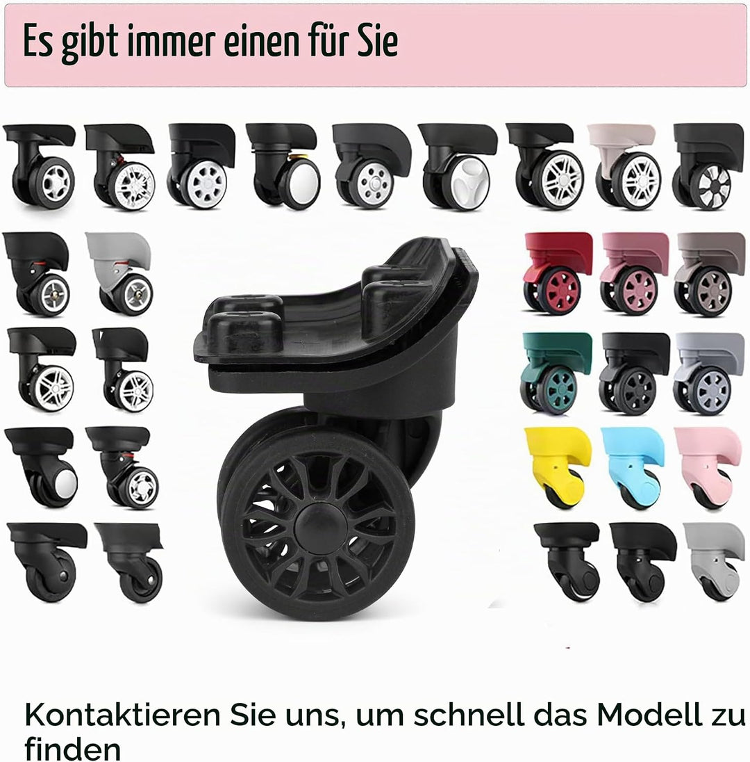 Koffer Ersatzrollen 1 Pair Schwarz Kofferrollen Schwenkräder Gepäckräder mit 4 Schraublöchern（V149-B