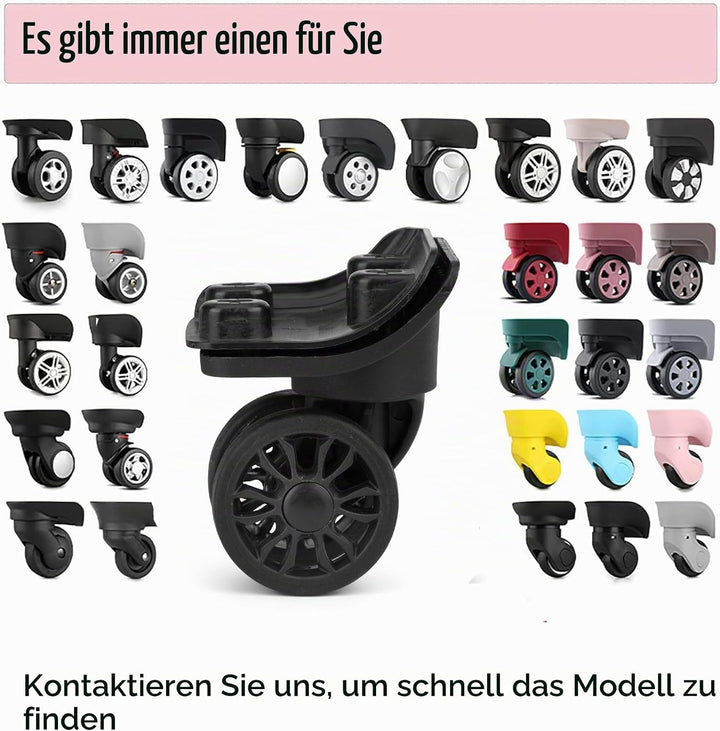Koffer Ersatzrollen 1 Pair Schwarz Kofferrollen Schwenkräder Gepäckräder mit 4 Schraublöchern（V149-B
