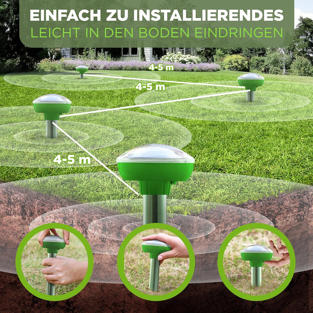 ISOTRONIC Solar Maulwurfvertreiber | gegen Bodentiere wie Maulwürfe, Wühlmäuse, Ameisen, Schlangen U