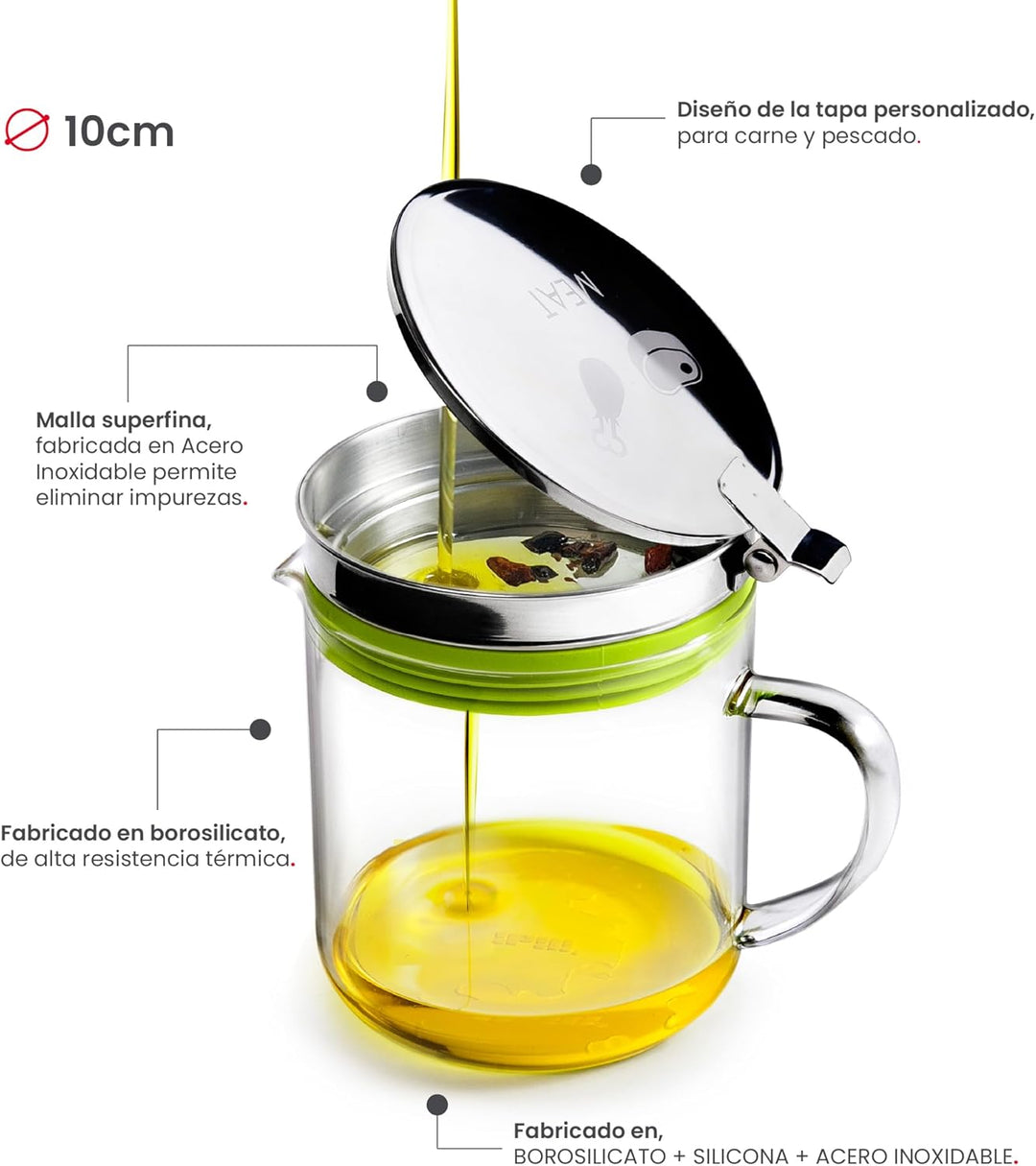 IBILI Küche Öl Recycler-Meat, Borosilikatglas und Edelstahl, One Size Fleisch, Fleisch