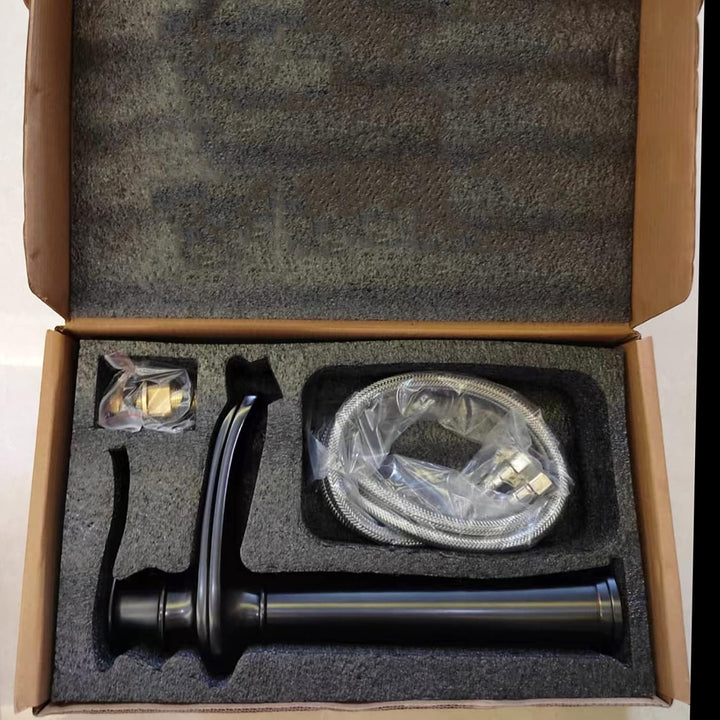 YAGJIA Wasserhahn Bad Schwarz Wasserfall, Waschtischarmatur Hoch Retro, Waschbecken Armaturen Messin