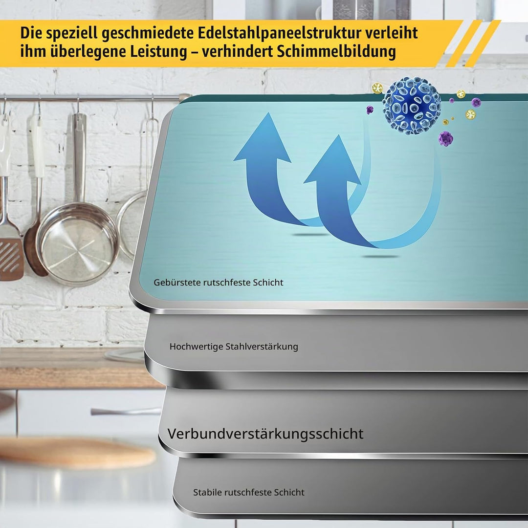 Edelstahl-Schneidebrett, Edelstahl Arbeitsplatte, Rutschfeste Schneidebrett mit Kante, Arbeitsplatte