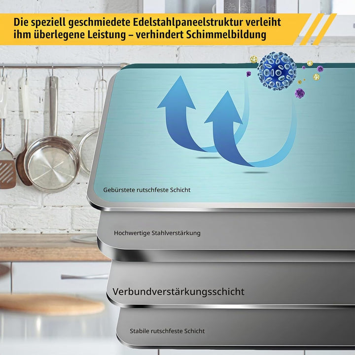 Edelstahl-Schneidebrett, Edelstahl Arbeitsplatte, Rutschfeste Schneidebrett mit Kante, Arbeitsplatte