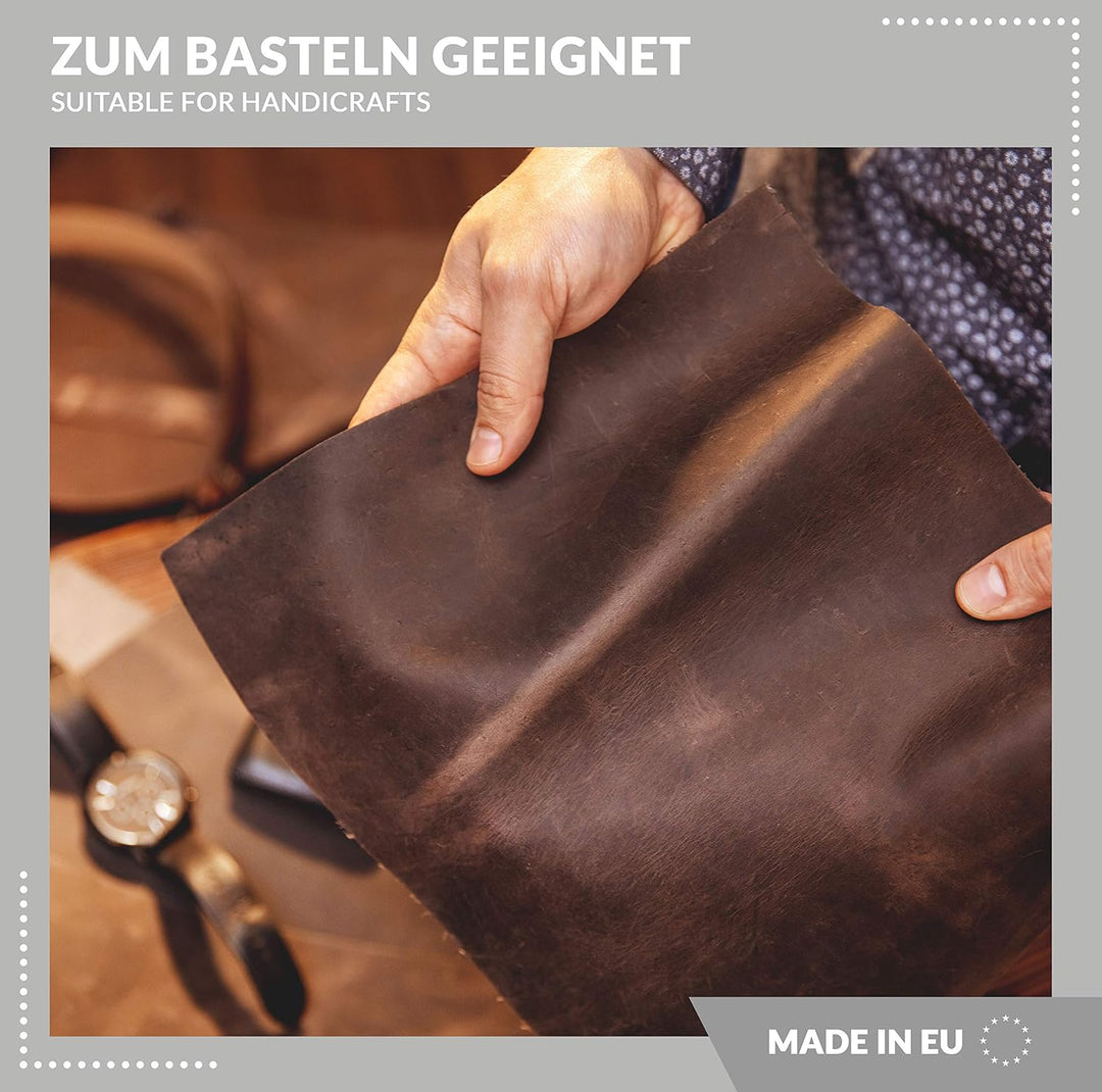 Rindsleder in Vintage und Retro-Look | Braun | mit Pull-Up Effekt, Fettleder, Dickleder, Antik-Leder