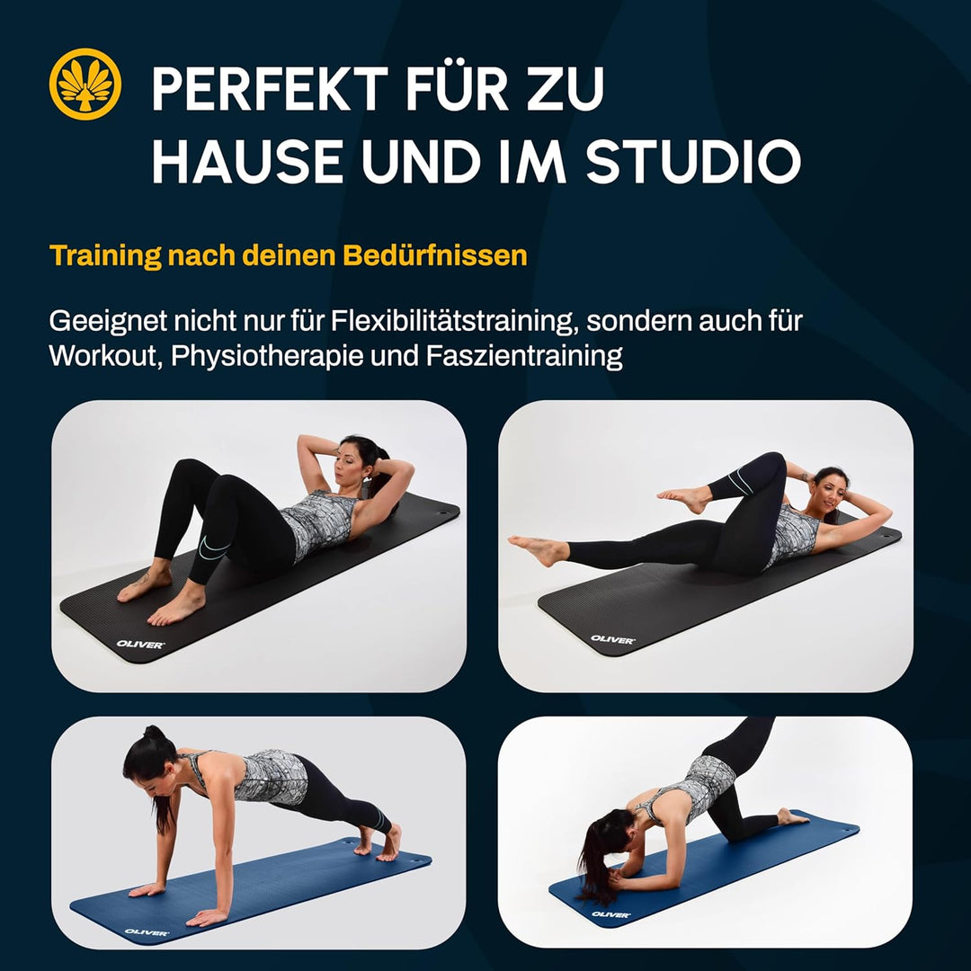 Oliver Gymnastikmatte mit Ösen 180 x 60 x 1 cm Yogamatte Pilates Fitnessmatte Gymnastikmatte rot gra