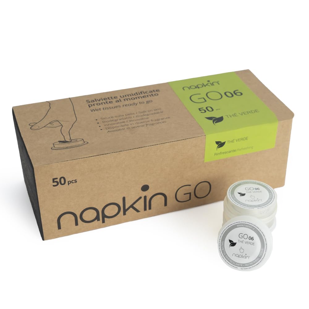 Napkin Go NPKGO00612 Green Tea Reinigungstücher Kapsel, Viskose, Weiss, 12er Pack