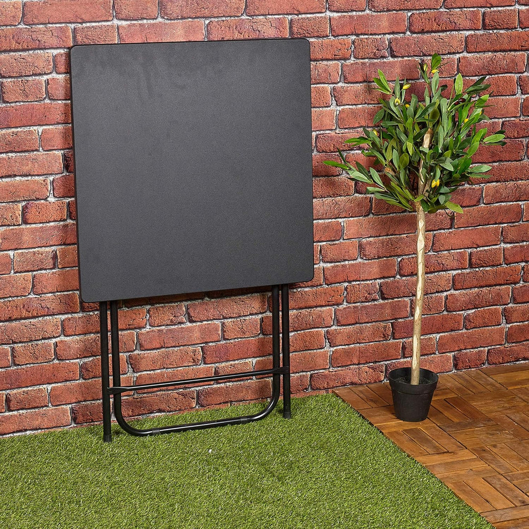 URBNLIVING Metall Beine Faltbar Seite Kaffeetisch - Schwarz, Large Schwarz Large, Schwarz Large
